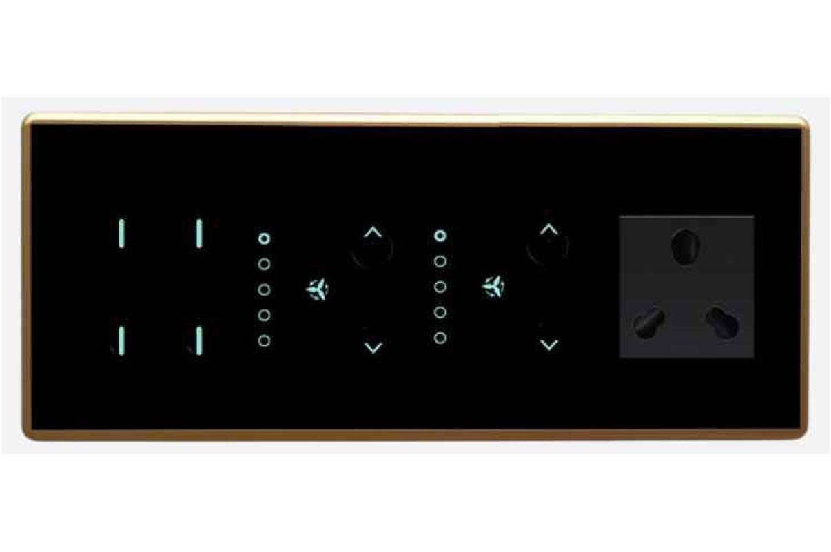 Full Glass Touch 2 Swith 1 Fan 1 Socket (1-10A)